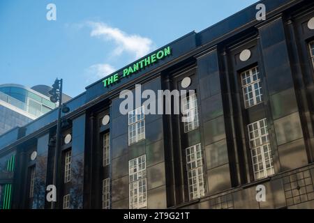 LONDON- NOVEMBER 23, 2023: The Pantheon above Marks & Spencer on Oxford Street Stock Photo