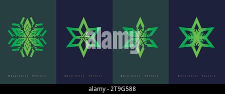 Decorative Set of Star Designs for Greeting Cards, Christmas Cards, Welcome Cards Stock Vector
