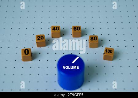 concept of Turning Volume control knob for maximum loudness Stock Photo