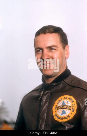 TRENTON, NJ - MARCH 30:  Driver Pat O'Connor poses for a portrait before the start of the USAC 100 mile championship race on March 30, 1958 in Trenton, New Jersey.  (Photo by Hy Peskin) *** Local Caption *** Pat O'Connor Stock Photo