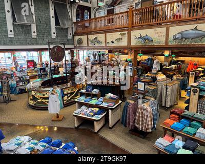 Islamorada, FL USA - August 22, 2022:  People shopping in a Bass Pro Shop in Islamorada, Florida. Stock Photo