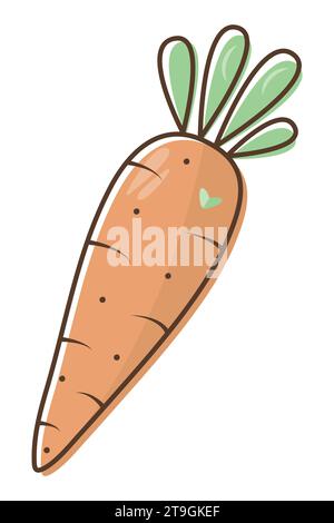 Cute carrot in pleasant orange and green shades, trendy color vector illustration Stock Vector
