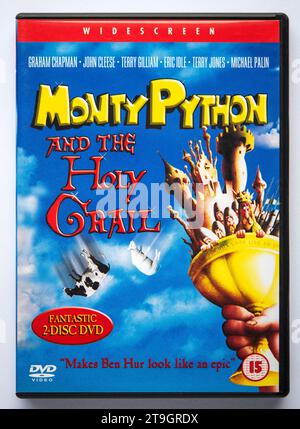 Cover of a DVD copy of Monty Python and the Holy Grail, a British comedy movie which was originally released in cinemas in 1975 Stock Photo