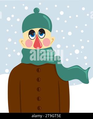 Portrait of sick man at winter background Stock Vector