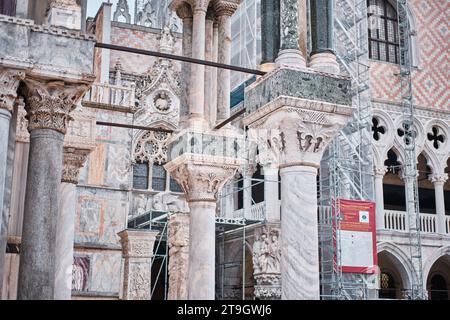Venice, Italy - November 9 2023: Basket and Lily Capitals, St Mark's Basilica. Taken from the Church of St. Polyeuktos by the Venetians after the Four Stock Photo