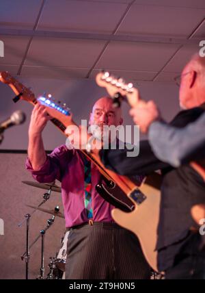 In Charsfield village hall a two night reunion of the Fat Band with many guest singers and extended family members to remember James Holloway Stock Photo