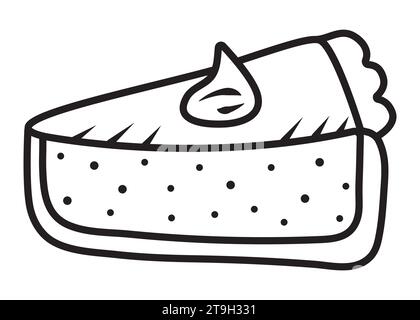 Black line piece of american cake, pie slice with sides and cream, vector icon isolated on white Stock Vector