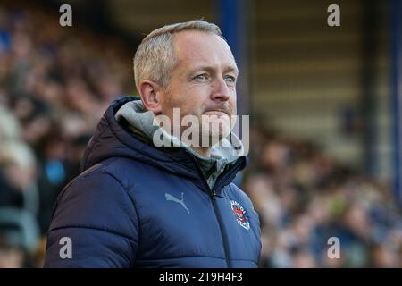 Portsmouth, UK. 25th Nov, 2023. Blackpool Manager Neil Critchley during the Portsmouth FC v Blackpool FC sky bet EFL League One match at Fratton Park, Portsmouth, England, United Kingdom on 25 November 2023 Credit: Every Second Media/Alamy Live News Stock Photo