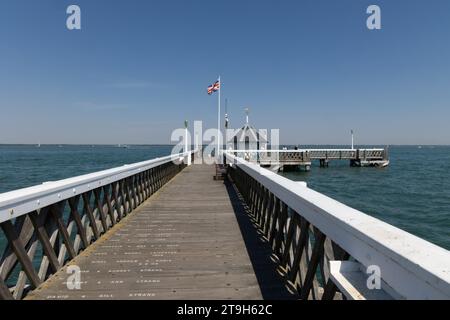 Yarmouth Pier, the longest wooden pier in England, in Yarmouth, Isle of Wight Stock Photo