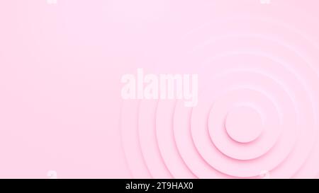 Abstract background of layered pink circles with shadow and light effect. Abstract high resolution full frame background circular pattern design. Stock Photo