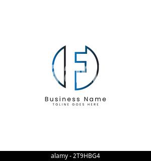 Letter F logo, Round shape symbol, Digital, Technology, Media, Cutout Design Stock Vector