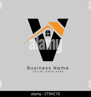 V Letter Real Estate Logo, Vector illustration Template Concept Design Logo for Property Business Image Start with Alphabet V Stock Vector