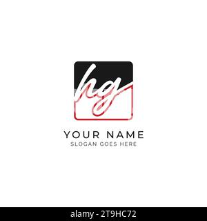 H, G, HG Initial letter handwritten and signature vector image template in square shape log Stock Vector