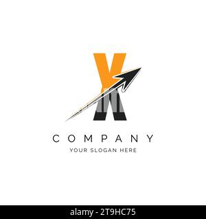 X Letter with Arrow Logo Template Illustration. X Alphabet Concept Design Modern Vector Monogram Icon Stock Vector