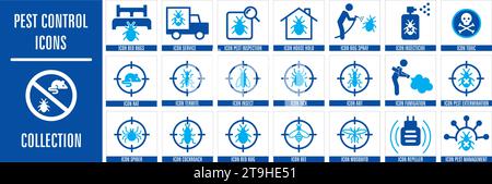 Large pest control icon set collection. Vector illustration. Stock Vector