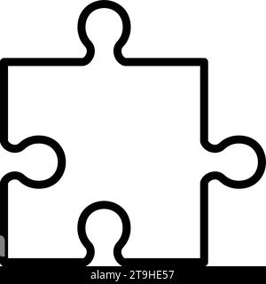 Simplicity shape of puzzle piece, jigsaw piece in black and white. Isolated. Vector illustration. Stock Vector