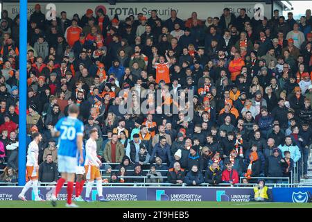 Blackpool fans during the Sky Bet League 1 match Portsmouth vs Blackpool at Fratton Park, Portsmouth, United Kingdom, 25th November 2023  (Photo by Gareth Evans/News Images) Stock Photo