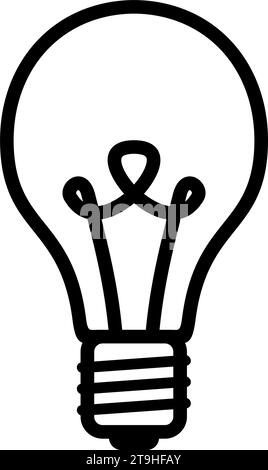 Simplicity design of light bulb in black and white. Isolated. Vector illustration. Stock Vector