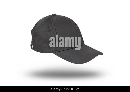 Black baseball cap. Sports hat with visor isolated on a white background. With clipping path Stock Photo