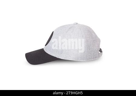 Grey baseball cap. Sports hat with visor isolated on a white background. With clipping path Stock Photo