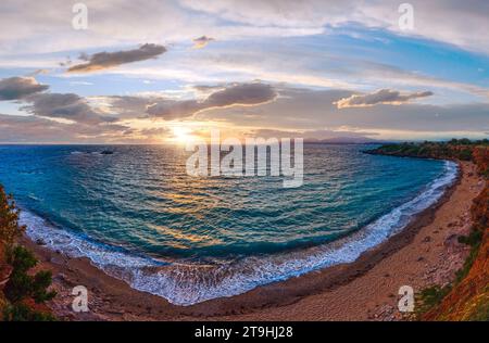 Sea sunset view from Mytikas Beach (Greece,  Lefkada, Ionian Sea). Stock Photo