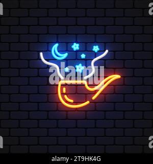 Linear pipe smoking neon for decoration design. Vector illustration Stock Vector