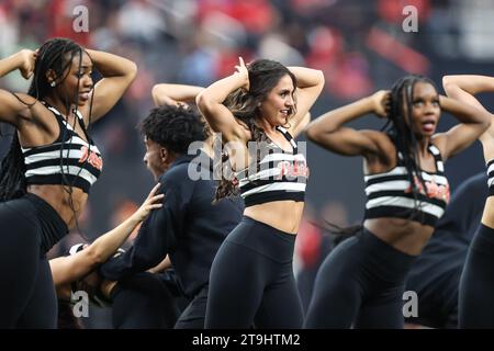 Las Vegas, NV, USA. 25th Nov, 2023. Members of the Rebel Girls & Company perform during the second half of the college football game featuring the San Jose State Spartans and the UNLV Rebels at Allegiant Stadium in Las Vegas, NV. Christopher Trim/CSM/Alamy Live News Stock Photo
