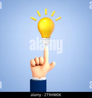 3d Cartoon Hand Holding A Light Bulb Stock Vector Image & Art - Alamy