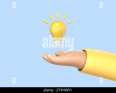 3d Cartoon Hand Holding A Light Bulb Stock Vector Image & Art - Alamy