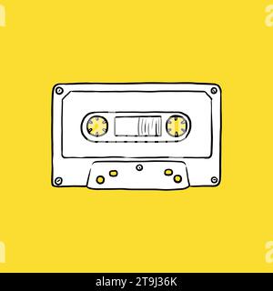 Cassette Tape Icon, Sketch and Vintage style. Stock Vector