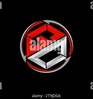 Logo design graphic concept creative premium vector stock unique initial letter GO or GD hexagon font circle arrow Related to monogram sport fitness Stock Vector