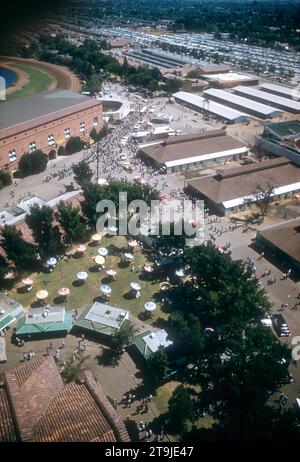 SACRAMENTO, CA - AUGUST, 1958: An aerial view of the Sacramento State Fairgrounds circa August, 1958 in Sacramento, California. (Photo by Hy Peskin) Stock Photo