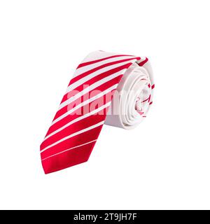 Rolled up neck tie isolated on white background Stock Photo