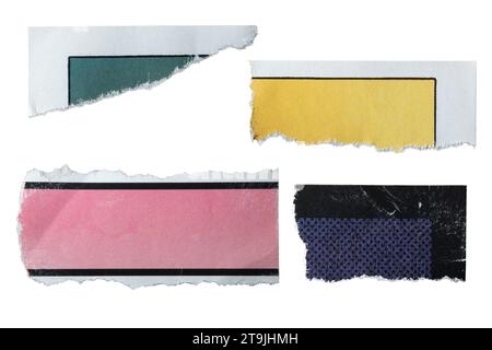 Colorful paper torn from a comic book on white background with clipping path Stock Photo