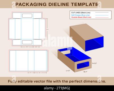 Shoe Box, Match Box Dieline Template, Editable Vector File Stock Vector