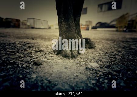 Detail of paw of mastiff breed dog, animal care and protection, pet Stock Photo