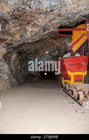 Mining process deep underground in a lead and zinc mine Real Del Monte, Hidalgo, Mexico Stock Photo