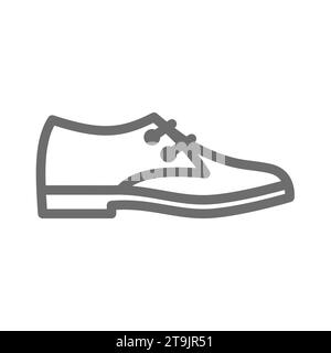 Formal men's shoe line icon. Oxford leather official man and men shoes outline. Editable stroke. Stock Vector