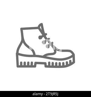 Combat boots vector line icon. Trendy army boot, unisex and editable stroke outline. Stock Vector