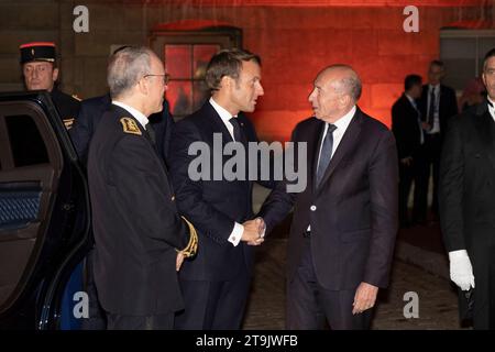 Lyon, France. 09th Oct, 2019. French president Emmanuel Macron, is welcomed Lyon's mayor Gerard Collomb for The Sixth Replenishment Conference of the Global Fund to Fight AIDS, Tuberculosis and Malaria on October 9, 2019 in Lyon, France. Photo by Bony/Pool/ABACAPRESS.COM Credit: Abaca Press/Alamy Live News Stock Photo