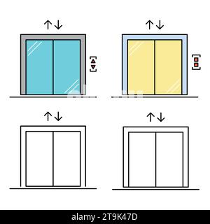 Set of Lift elevator icon, graphic design sign, building doorway symbol vector illustration . Stock Vector