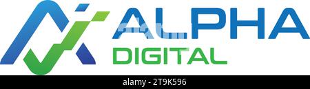 Flat Letter Mark Initial ALPHA DIGITAL logo design Stock Vector
