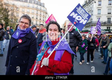 Paris, France. 26th Nov, 2023. Demonstration against femicide and violence against women, during the international day against violence against women in Paris, France, on November 25, 2023. Photo by Pierrick Villette/ABACAPRESS.COM Credit: Abaca Press/Alamy Live News Stock Photo