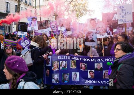 Paris, France. 26th Nov, 2023. Demonstration against femicide and violence against women, during the international day against violence against women in Paris, France, on November 25, 2023. Photo by Pierrick Villette/ABACAPRESS.COM Credit: Abaca Press/Alamy Live News Stock Photo