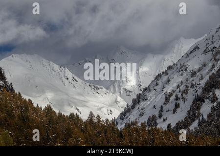 First snow in italian mountains Stock Photo