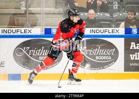 Aalborg, Denmark. 24th, November 2023. Kirill Kabanov (7) of Aalborg Pirates seen during the Metal Liga ice hockey match between Aalborg Pirates and Herlev Eagles at Sparekassen Danmark Isarena in Aalborg. (Photo credit: Gonzales Photo - Balazs Popal). Stock Photo