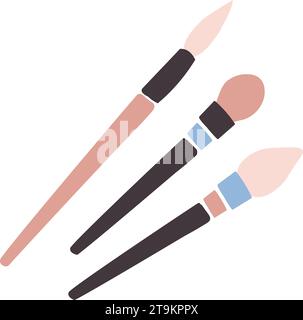 Beauty service makeup brush set. Professional set of brushes for applying cosmetics and makeup. Beauty care item in spa salon. Vector isolated on whit Stock Vector