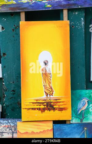 Sri Lankan traditional handicraft goods and canvas paintings for sale in a shop at colombo Stock Photo