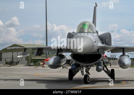 TURAF F-16D Block 50+ taxiing to the runway for takeoff in the Anatolian Eagle 2023 Exercise. Stock Photo