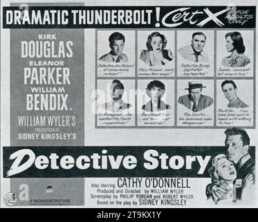 KIRK DOUGLAS ELEANOR PARKER WILLIAM BENDIX CATHY O'DONNELL HORACE McMAHON LEE GRANT GEORGE MACREADY and JOSEPH WISEMAN in DETECTIVE STORY 1951 director / producer WILLIAM WYLER based on the play by Sidney Kingsley screenplay Philip Yordan and Robert Wyler costumes Edith Head Paramount Pictures Stock Photo